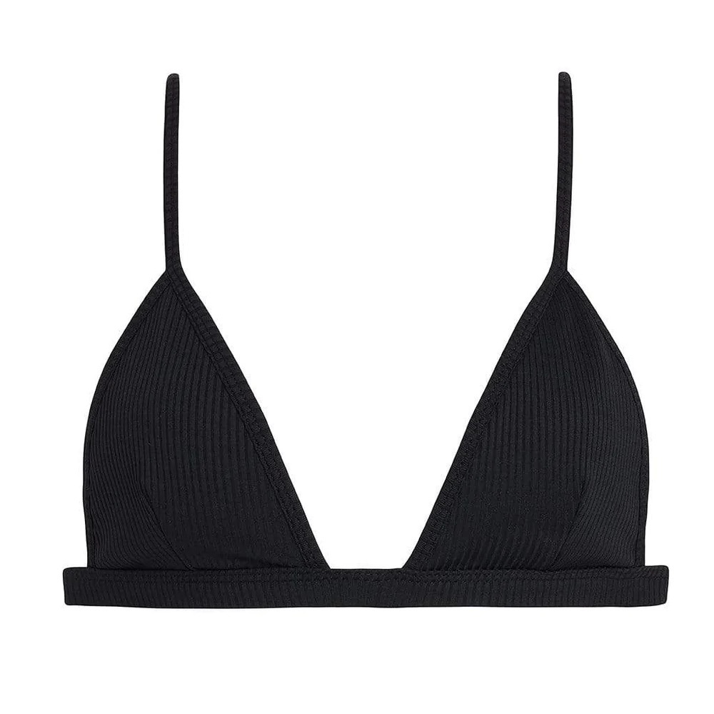 Montce Black Rib Hunter Triangle Bikini Top - S NWT